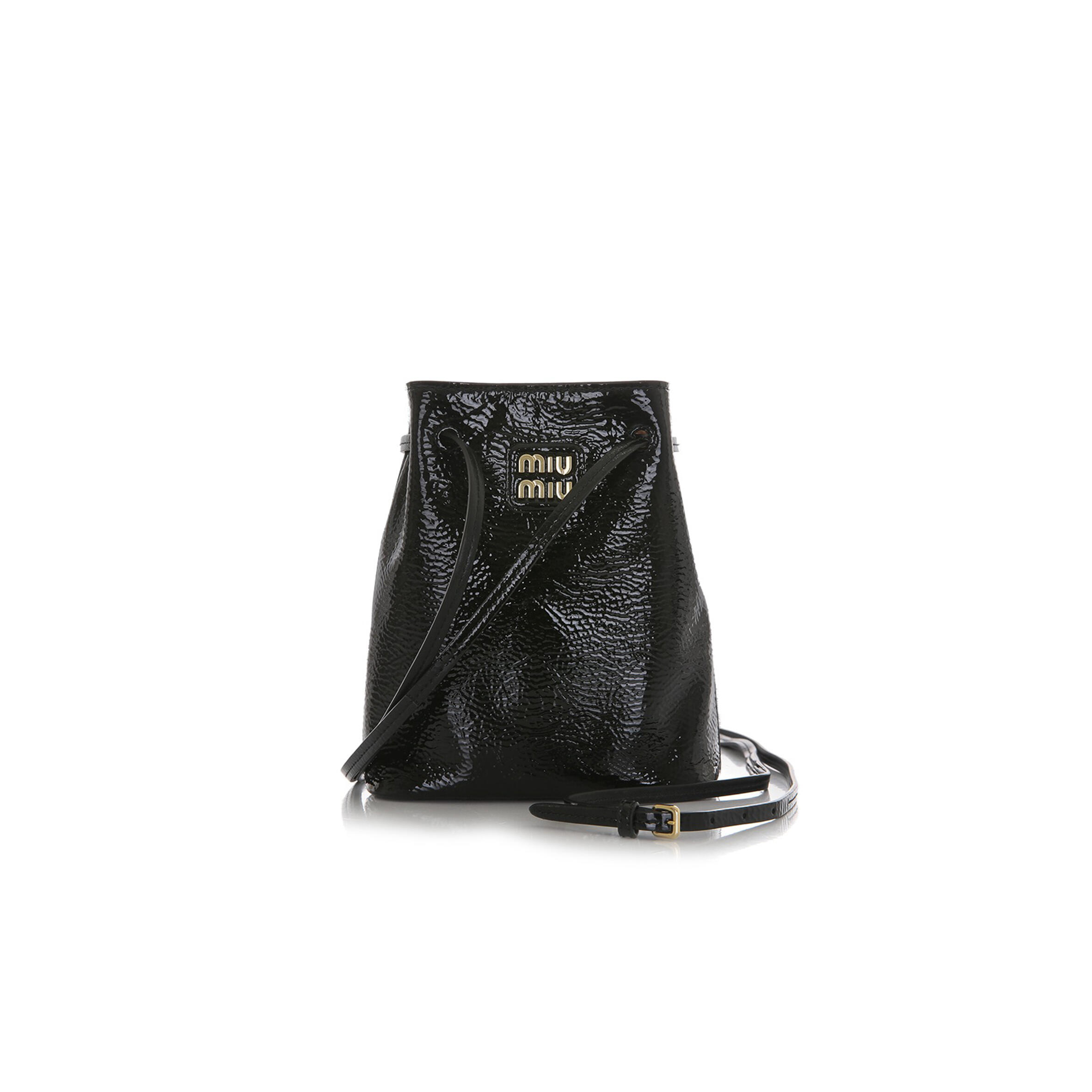 MIU MIU NAFLAC PATENT LEATHER BLACK MINI BAG 5NF460 (17*14*6cm)